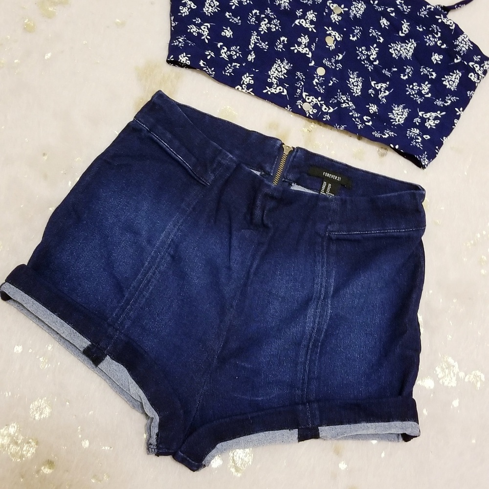 High waisted denim Hot Pants